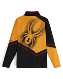 Yellow and black long-sleeve shirt with a spider logo on a white background