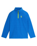 Blue long-sleeve shirt with a logo on a white background