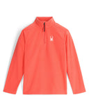 Coral long-sleeve shirt with a logo on a white background