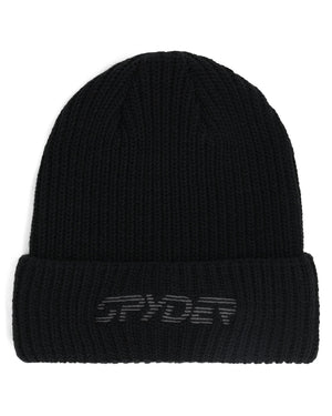 Black knit beanie with 'Cryder' logo on a white background