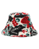 Floral patterned bucket hat on a white background