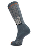 Gray sock with a pattern on a white background