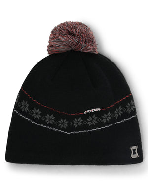 Black beanie with a pom-pom on a white background