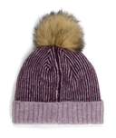 Womens Plait Pom Hat - Plum