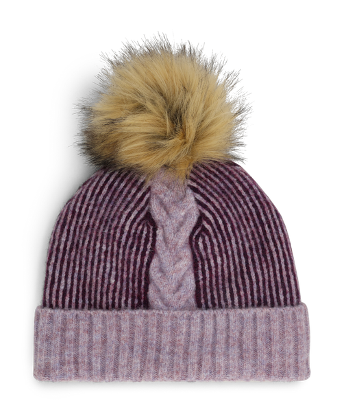 Womens Plait Pom Hat - Plum – Spyder