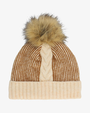 Women's Plait Pom Hat - Sanddune