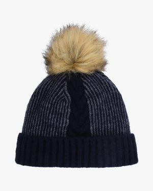 Women's Plait Pom Hat - Slate Blue