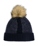 Womens Plait Pom Hat - Slate Blue