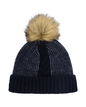 Women's Plait Pom Hat - Slate Blue