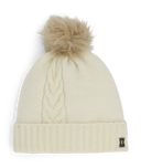 Womens Plait Pom Hat - White