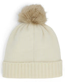 Womens Plait Pom Hat - White