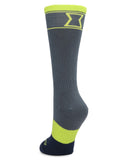 Gray sock with green accents on a white background