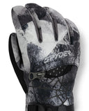 Black and gray camouflage glove with 'Spyder' branding on a white background