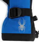 Blue and black bag with a spider logo on a white background