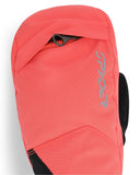 Red backpack with a brand logo on a white background