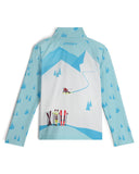 Children's long-sleeve shirt with skiing design on a white background