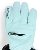 Light blue glove with a brand logo on a white background