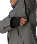 Gray jacket with black accents and a brand logo on a white background