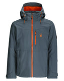 Gray jacket with orange accents and a brand logo on a white background