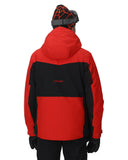 Red and black jacket with a brand logo on a white background