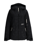 Black jacket with a pattern and brand logo on a white background