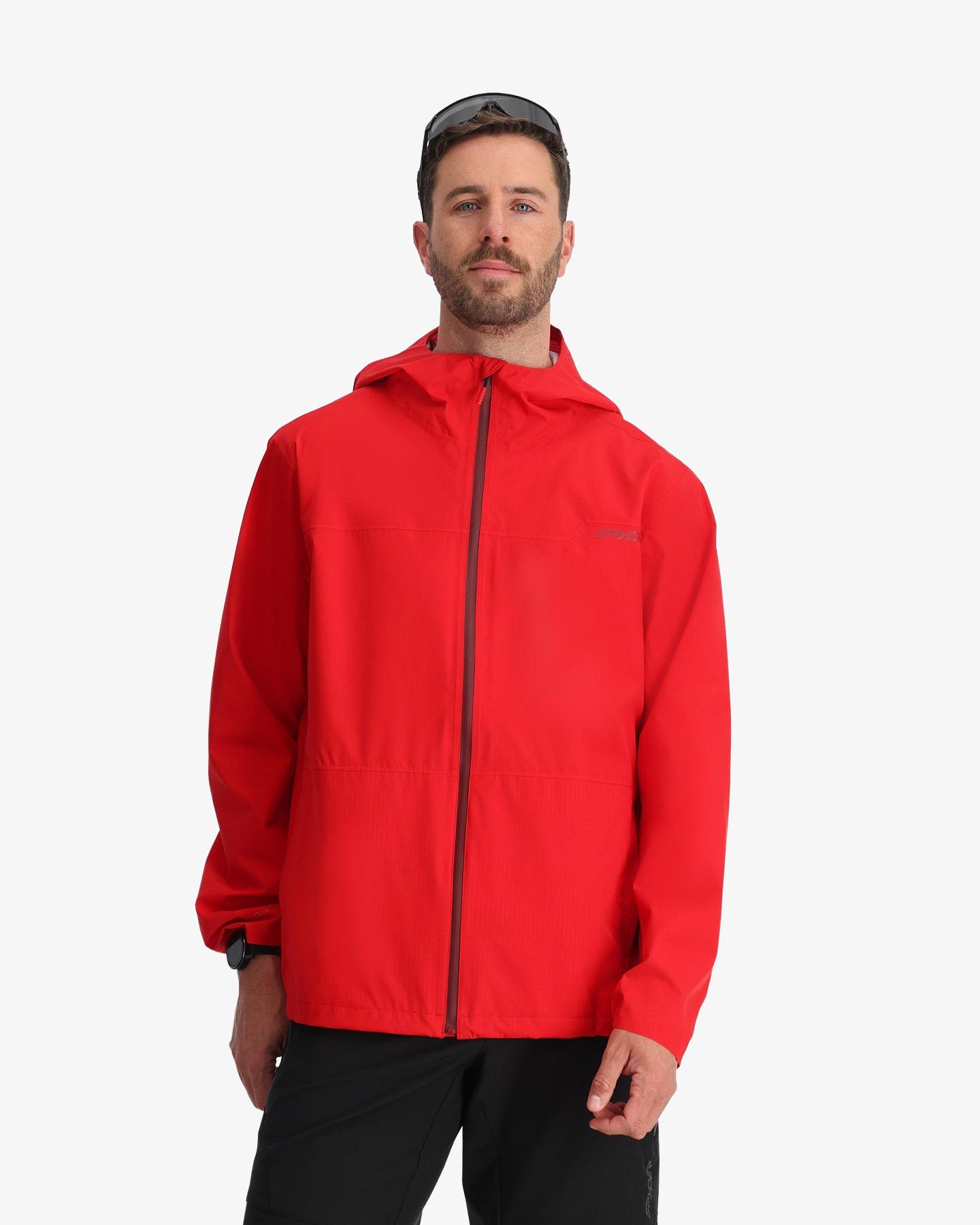 SPYDER フード付きジャケット 赤/グレー Men's Clutch Rain Shell Jacket - Spyder Red