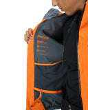 Orange and gray Spyder jacket with visible branding on a white background