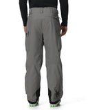 Gray pants with a brand logo on a white background