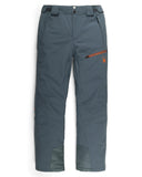 Gray pants with an orange zipper on a white background