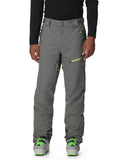 Gray pants with green accents worn by a person on a white background