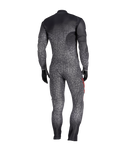 Black and gray wetsuit with unique pattern on a white background