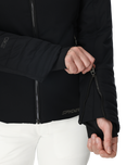 Black jacket with brand logo on a white background