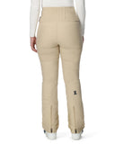 Beige ski pants worn by a person on a white background