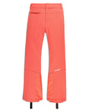 Bright orange ski pants on a white background