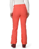 Coral pants worn by a person on a white background