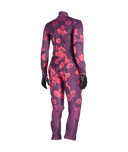 Purple and red patterned bodysuit on a white background