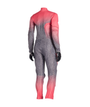 Gradient red to gray bodysuit on a white background