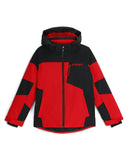 Red and black jacket with a brand logo on a white background