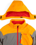 Orange, gray, and red jacket with Spyder branding on a white background