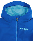 Blue Spyder jacket with hood and zipper on a white background