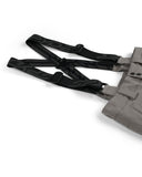 Black belt with a gray bag on a white background