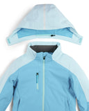 Light blue jacket with hood on a white background