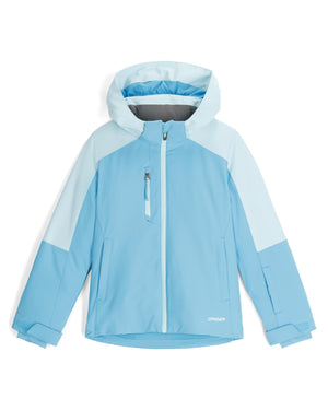 Light blue jacket with a hood on a white background