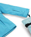 Close-up of blue gloves with a white background