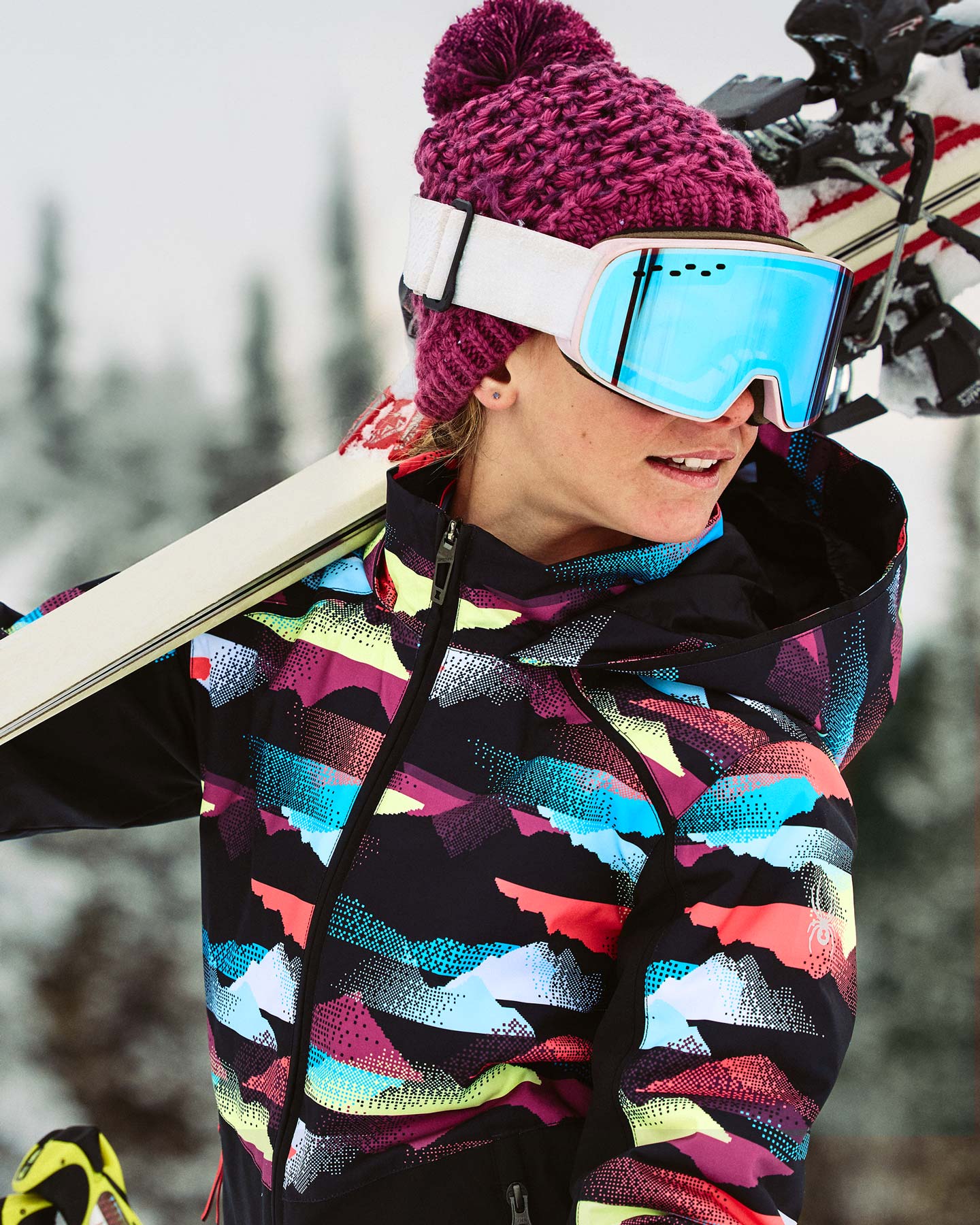 PG カラフルバックプリントジャケット Girls' Conquer Jacket - Multi Mountain Print – Spyder