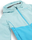 Light blue jacket with a zipper on a white background