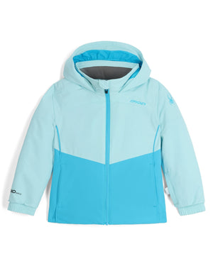 Light blue and turquoise jacket with a hood on a white background