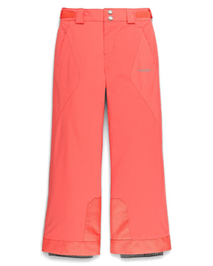 Coral ski pants on a white background