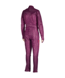 Purple racing suit with a textured pattern on a white background