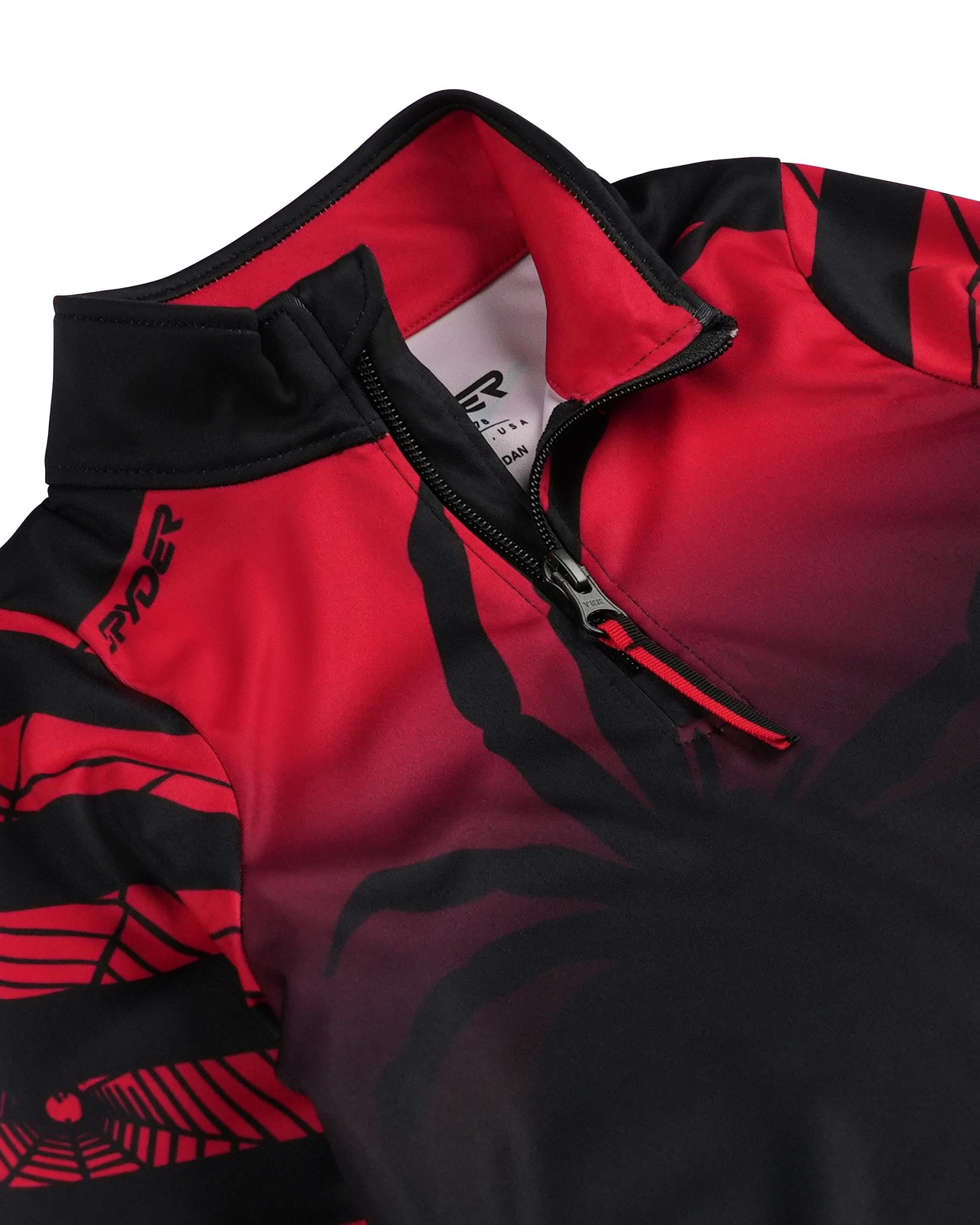 開志国際RED TIGERS 赤 ハーフジップジャケット【Sora】 Boys Challenger Half Zip T-Neck - Spyder Red